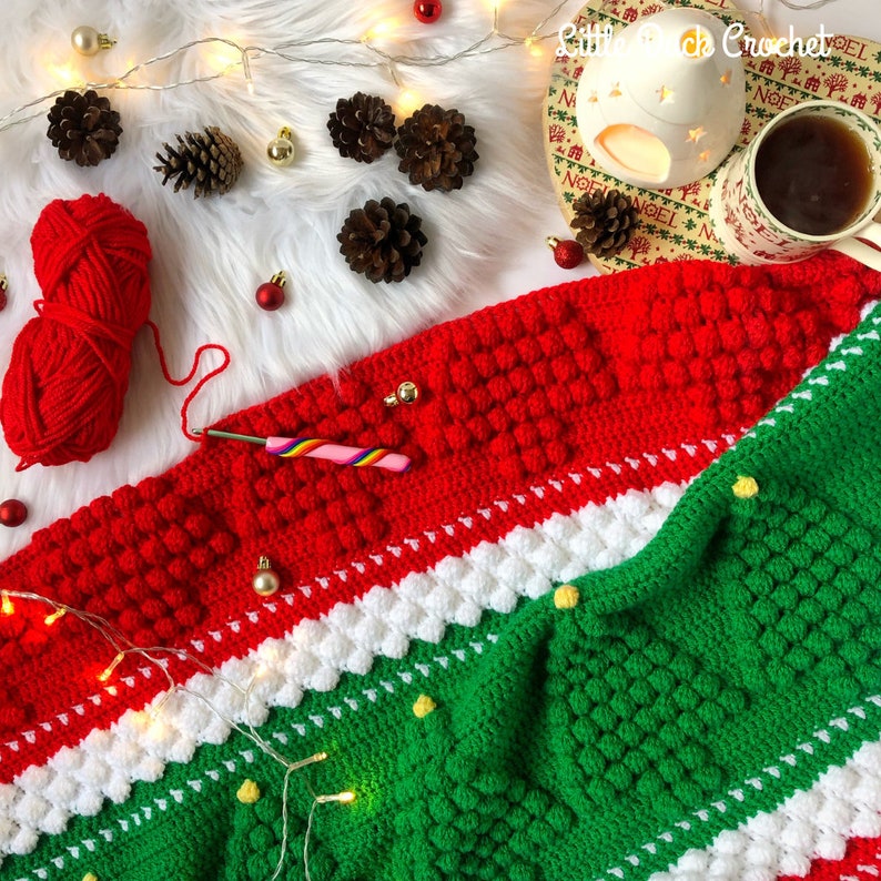 Jolly Bobbly Christmas Blanket Blanket PDF Crochet Pattern Etsy UK