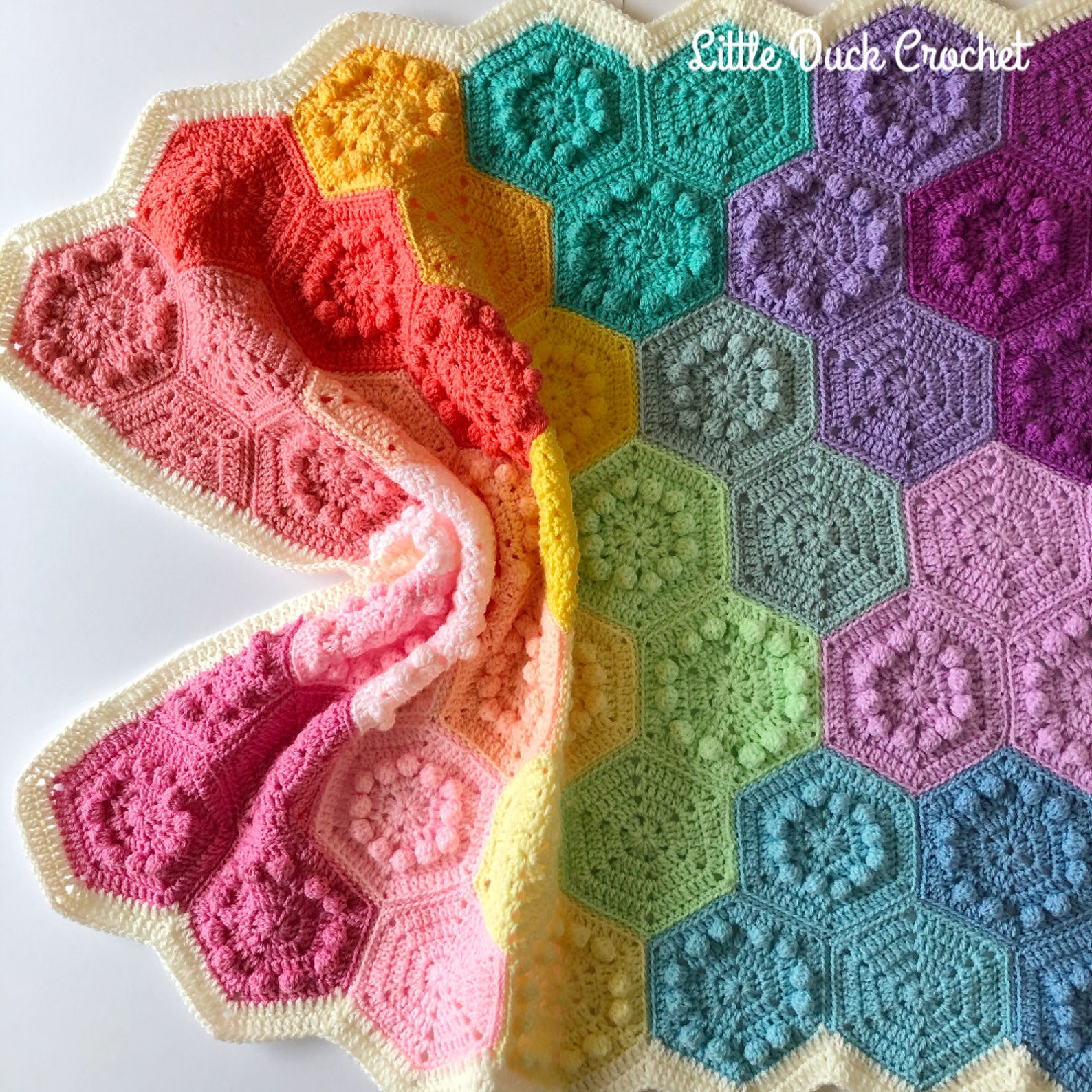 Hexi Bobble Blanket PDF Crochet Pattern, Instant Download, Crochet