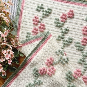 Spring Blossoms Blanket PDF Crochet Pattern, Instant Download, Crochet Blanket Pattern, Bobble Stitch Blanket zdjęcie 2
