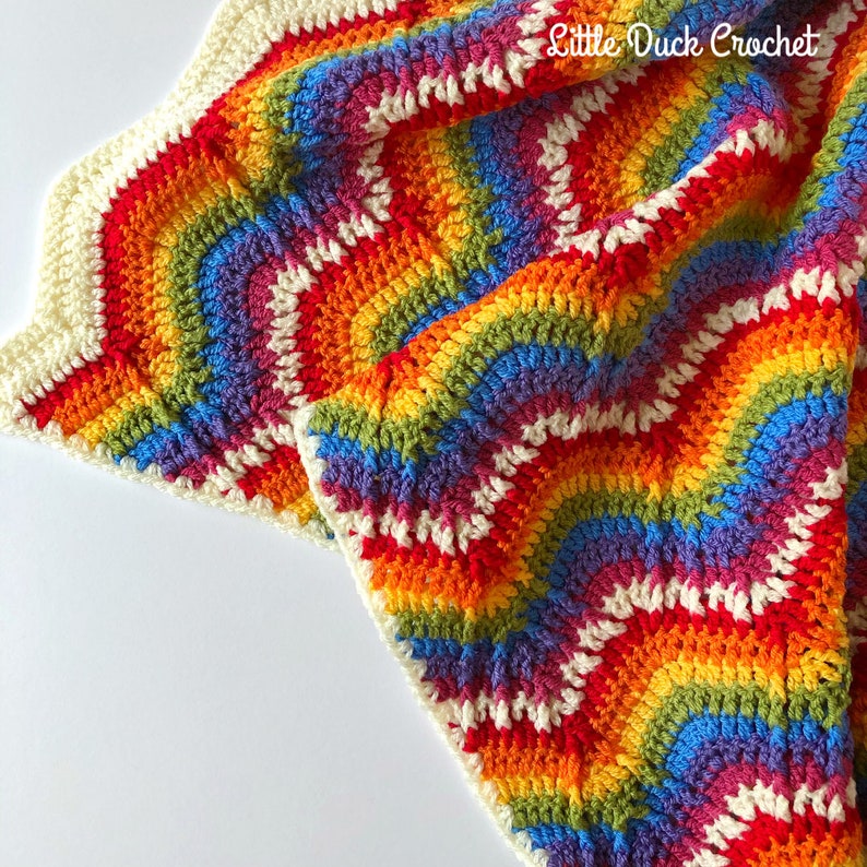 Rainbow Ripples Blanket PDF Crochet Pattern, Instant Download, Crochet Blanket Pattern image 1