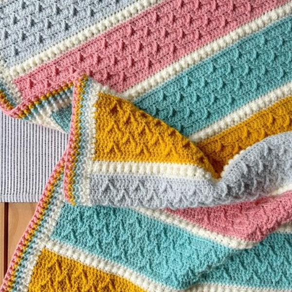 Patrón de crochet en PDF para manta Dancing Peaks, descarga instantánea, patrón de manta de crochet