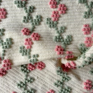 Spring Blossoms Blanket PDF Crochet Pattern, Instant Download, Crochet Blanket Pattern, Bobble Stitch Blanket zdjęcie 5
