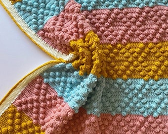 FREE UK SHIPPING Handmade crochet baby blanket, crochet cot blaneket, lap blanket, handmade crochet blanket