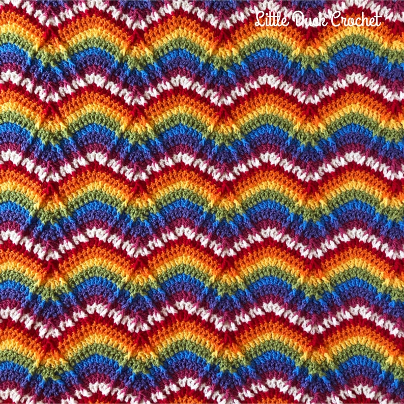 Rainbow Ripples Blanket PDF Crochet Pattern, Instant Download, Crochet Blanket Pattern image 2