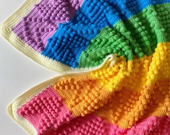 FREE UK SHIPPING Handmade crochet baby blanket, crochet cot blaneket, lap blanket, handmade crochet blanket