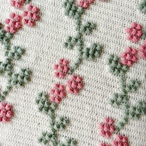 Spring Blossoms Blanket PDF Crochet Pattern, Instant Download, Crochet Blanket Pattern, Bobble Stitch Blanket zdjęcie 8