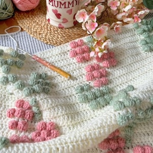 Spring Blossoms Blanket PDF Crochet Pattern, Instant Download, Crochet Blanket Pattern, Bobble Stitch Blanket zdjęcie 9