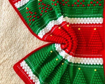 Jolly Bobbly Christmas Blanket, Blanket PDF Crochet Pattern, Instant Download, Crochet Blanket Pattern, Bobble Stitch, Festive Blanket