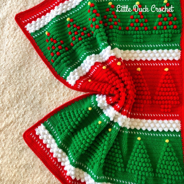 Jolly Bobbly Christmas Blanket, Blanket PDF Crochet Pattern, Instant Download, Crochet Blanket Pattern, Bobble Stitch, Festive Blanket