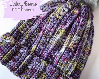 Wintery Beanie pattern, Crochet beanie pattern, crochet hat pattern, PDF
