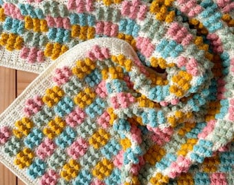 Padrão de crochê em PDF para cobertor com pompom, download instantâneo, padrão de cobertor de crochê, cobertor com ponto pompom
