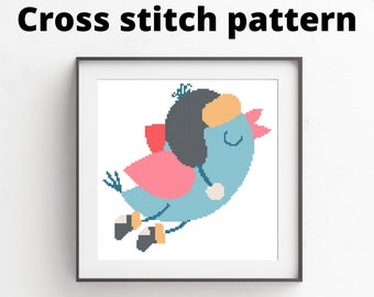 Winter bird cross stitch pattern