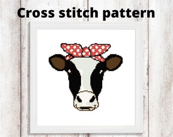 Bandana Cow cross stitch pattern, home, farmhouse decor