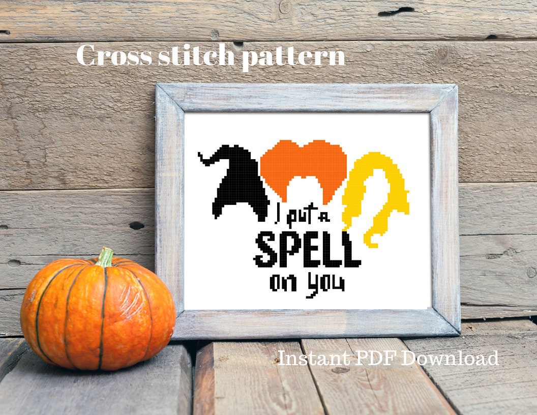 Hocus Pocus cross stitch pattern, digital download, halloween cross s…