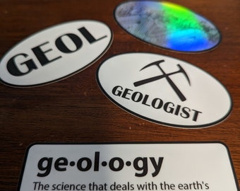 Geology Sticker Pack - geology - geologist - earth science - waterproof vinyl sticker - science gift - science sticker - holographic sticker