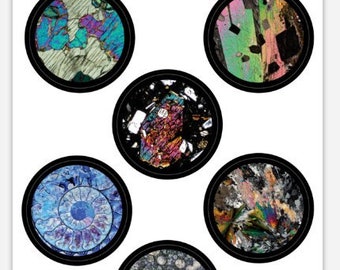 Foglio di adesivi per sezioni sottili petrografiche - geologia - minerali - cristalli - adesivo geologico - adesivo scientifico - regalo per geologi - scienze della terra
