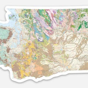 Washington State Geologische Kartenaufkleber - WA - PNW - Geologie Aufkleber