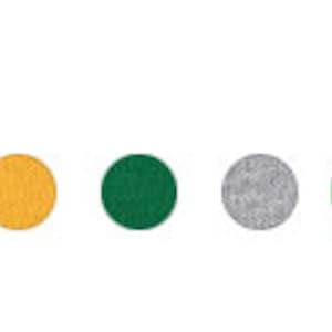 May include: A row of color swatches showing white, off-white, yellow, green, gray, blue, and pink.