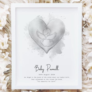 Personalised Angel Baby Loss Print | Gift For Grieving Parents | Baby Loss Print | Stillborn Baby | Miscarriage Memories | Baby Angel