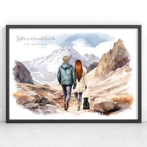 Personalised Couple & Pet Print | Family Dog Portrait | Valentine's Day Gift | Couple With Dog | Pet Print | Dog Family | Pet owner Gift