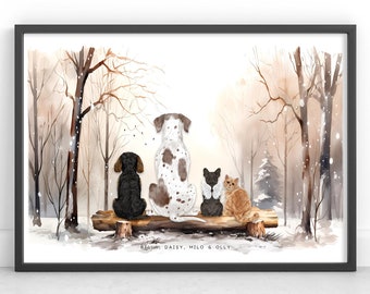 Huisdierportret | Aangepaste huisdierprint | Hondenherdenkingsprint | Dog Los-afdruk | Cadeau kat sterfgeval | Huisdieraandenken • Cadeau huisdierverlies | Regenboogbrug