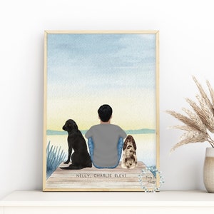 Personalised Man&#39;s Best Friend | Man & Dog Print | Birthday Gift For Boyfriend Husband | Office Wall Art Decor | Dog Owner Gift | Dog Dad