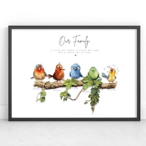 Personalised Funny Bird Family Print | Funny Family Portrait | Father's Day Gift | Birthday Gift Idea For Mum Dad Granny | Family Wall Art