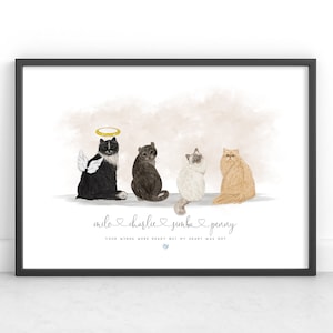 Cat Memorial Print | Cat Owner Gift | Cat Loss Print |Cat Bereavement Gift | Cat Portrait | Sympathy Gift | Rainbow Bridge | Condolence Gift