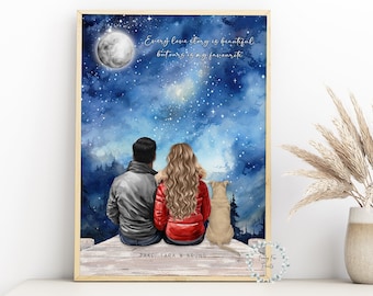 Impression personnalisée couple et animal de compagnie | Portrait de chien de famille | Impression de papa et de maman de chien de Zazzle.be Liste d'envies Vous avez des idées ? Couple avec chien | Imprimé animal de compagnie | Famille de chiens | Cadeau pour propriétaire d'animal de compagnie