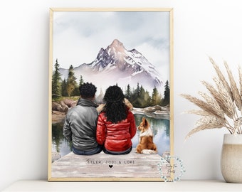 Impression personnalisée couple et animal de compagnie | Portrait de chien de famille | Impression de papa et de maman de chien de Zazzle.be Liste d'envies Vous avez des idées ? Couple avec chien | Imprimé animal de compagnie | Famille de chiens | Cadeau pour propriétaire d'animal de compagnie