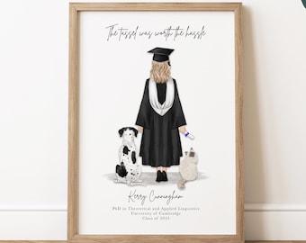Personalised Graduation & Pet Print | Dog Owner Graduation Gift | Daughter's Graduation | Granddaughter Graduation Gift | Graduation Gift