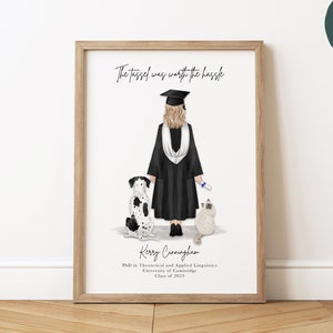 Personalised Graduation & Pet Print | Dog Owner Graduation Gift | Daughter's Graduation | Granddaughter Graduation Gift | Graduation Gift