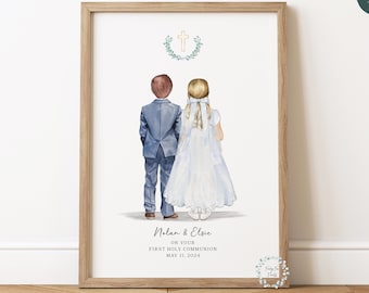 Personalised First Holy Communion | Friends Communion Print | Best Friends Holy Communion Gift | Twins First Holy Communion | Communion Gift