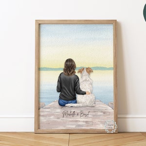 Owner & Pet Print | Pet Print | Personalised Print | Pet Portrait | Lady And Dog Print | Mother's Day Gift | Birthday Gift For My Girlfriend