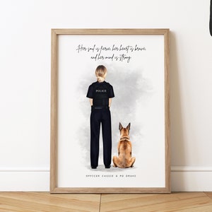 Polizist & Haustier Druck | Polizeihund Druck | K9 Porträt | Streifenhund Druck | Strafverfolgungs-Ruhestandsgeschenk | Polizei Ruhestand Geschenk