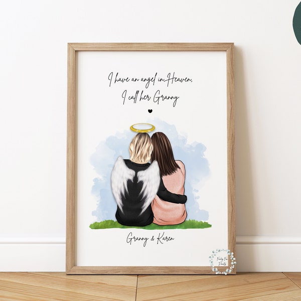 Personalised Grandmother In Heaven Memorial Print | In Loving Memory Gran | Sympathy Gift | Remembrance Gift | Bereavement | Condolence Gift