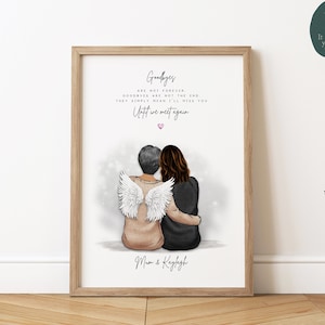 Impresión conmemorativa personalizada para mamá, abuela, tía, hija o amiga. Las despedidas no son para siempre. En memoria de un ser querido. Regalo de duelo o condolencia.