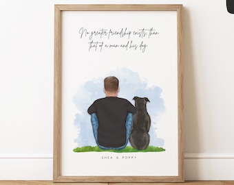 Personalised Man's Best Friend | Man & Dog Print | Birthday Gift For Boyfriend Husband | Office Wall Art Decor | Dog Owner Gift | Dog Dad
