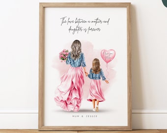 Personalised Mother & Daughter Print | Mother's Day Gift | Mom Gift | Birthday Gift For Mum | Gift For Mother's Day | Aunt And Niece Print