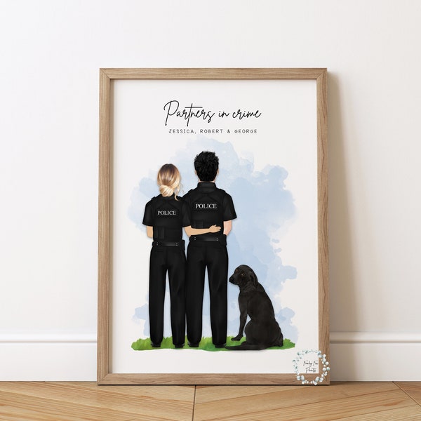 Police Officer Couple Print | Law Enforcement Gift | Engagement Gift | Paper Anniversary Gift