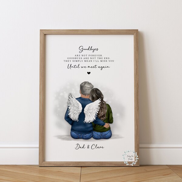 Dad In Heaven Memorial Print | Personalised Dad & Son or Daughter | In Loving Memory Print | Sympathy Gift | Bereavement | Condolence Gift