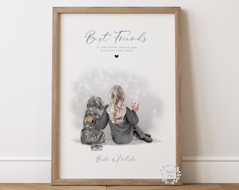 Owner & Pet Print | Pet Print | Personalised Print | Pet Portrait | Lady And Dog Print | Mother's Day Gift