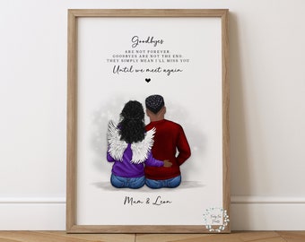 Mum In Heaven Memorial Print | Mom Loss With Son or Daughter Print | In Loving Memory Print | Sympathy Gift | Bereavement | Condolence Gift