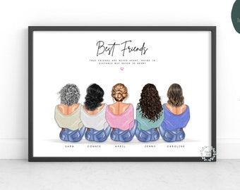 Personalised Best Friend Print | Best Friend Keepsake Gift | Friendship Gift Ideas | Birthday Gift For Her | Besties Print | Bestie Wall Art