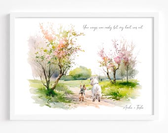 Impresión conmemorativa personalizada para perro / Arte conmemorativo del Puente Arcoíris / Retrato personalizado de la raza de perro / Regalo para la pérdida de una mascota