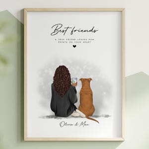 Owner & Pet Print | Girl And Dog | Mum And Dog Print | Mother&#39;s Day Gift Ideas | Woman And Dog Art | Cat Owner Print | Mom And Cat Print