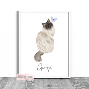 Personalised Cat Print | Pet Loss Gift | Cat Memorial Gift | Sympathy Gift | Pet Loss Print | Rainbow Bridge Print | Condolence Gift