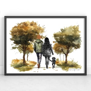 Personalisierter Paar & Haustier Druck | Hundeportrait | Valentinstag Geschenk | Paar mit Hund | Haustier Druck | Hundefamilie | Tierbesitzer Geschenk