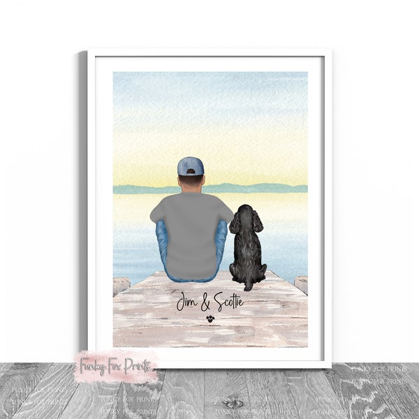 Personalised Pet owner Gift  | Male Birthday Gifts | Dog Owner Gift | Man and Dog Print | Man and Pet Gift | Boyfriend Husband Birthday Gift