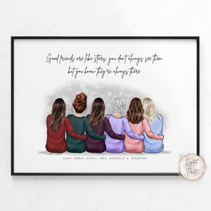 Best Friends Print | Group Friendship Gift | Personalised Gift | Custom Wall Art | Best Friends Birthday Gift | Home Decor | Friend Portrait